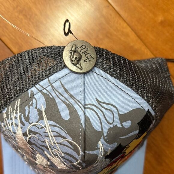 NWT Ed Hardy Trucker Hat Embroidered Tattoo Eagle Skull Blue Sky Mesh Snapback - Picture 7 of 7